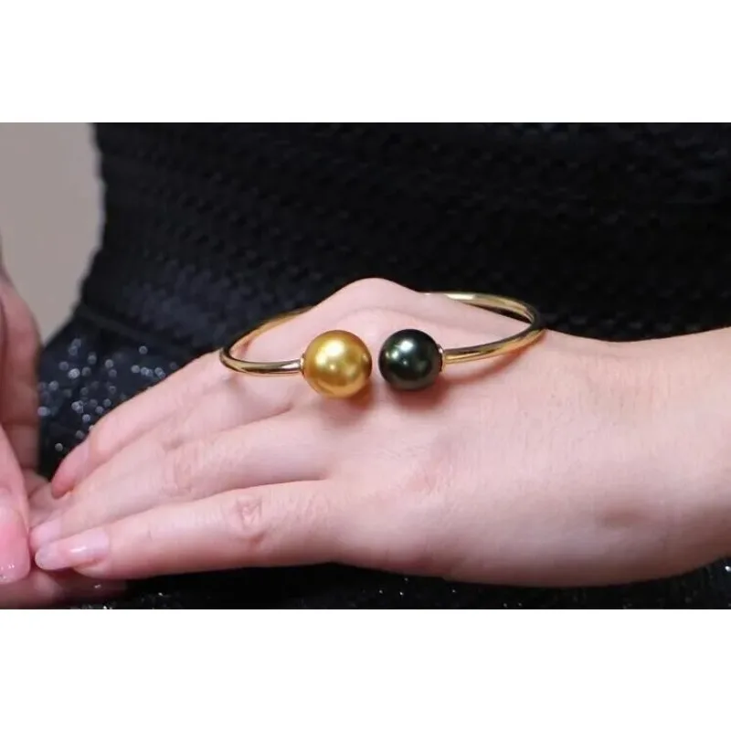 gorgeous-huge-aaaaa-10-11mm-round-south-sea-gold-black-pearl-bracelet-simple-atmospheric-women's-bracelet-925s