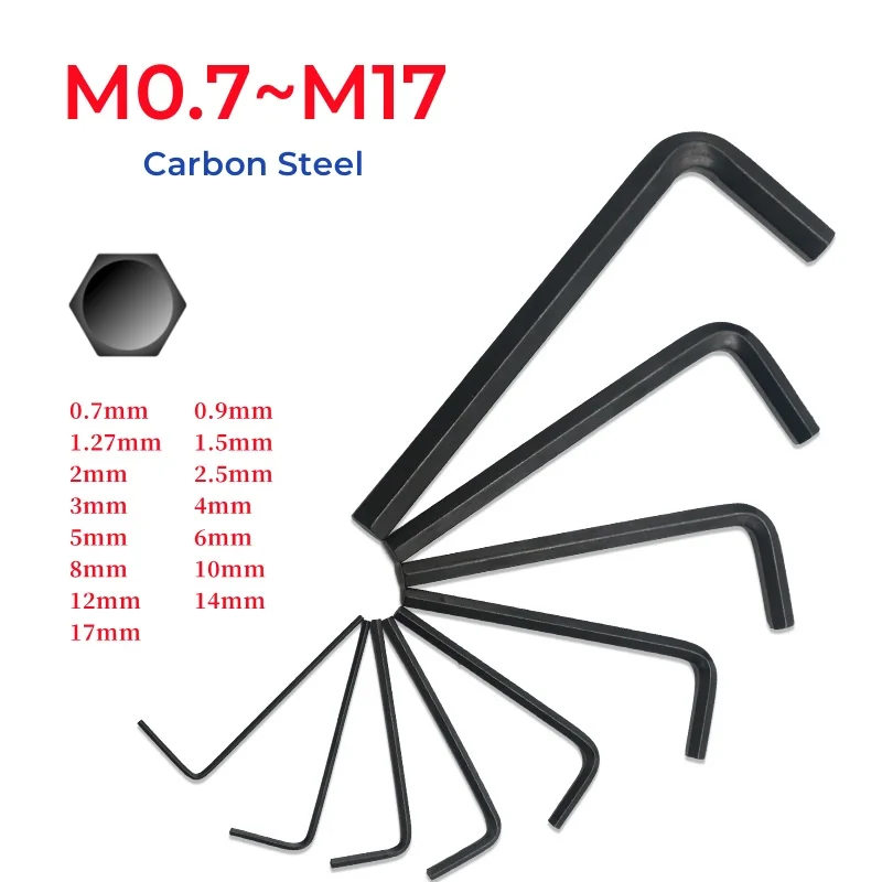 

M0.7~M17 Black Carbon Steel Metric L Wrench Allen Key Lengthen Arm Vehicle Repair Tool Home Hand Tools