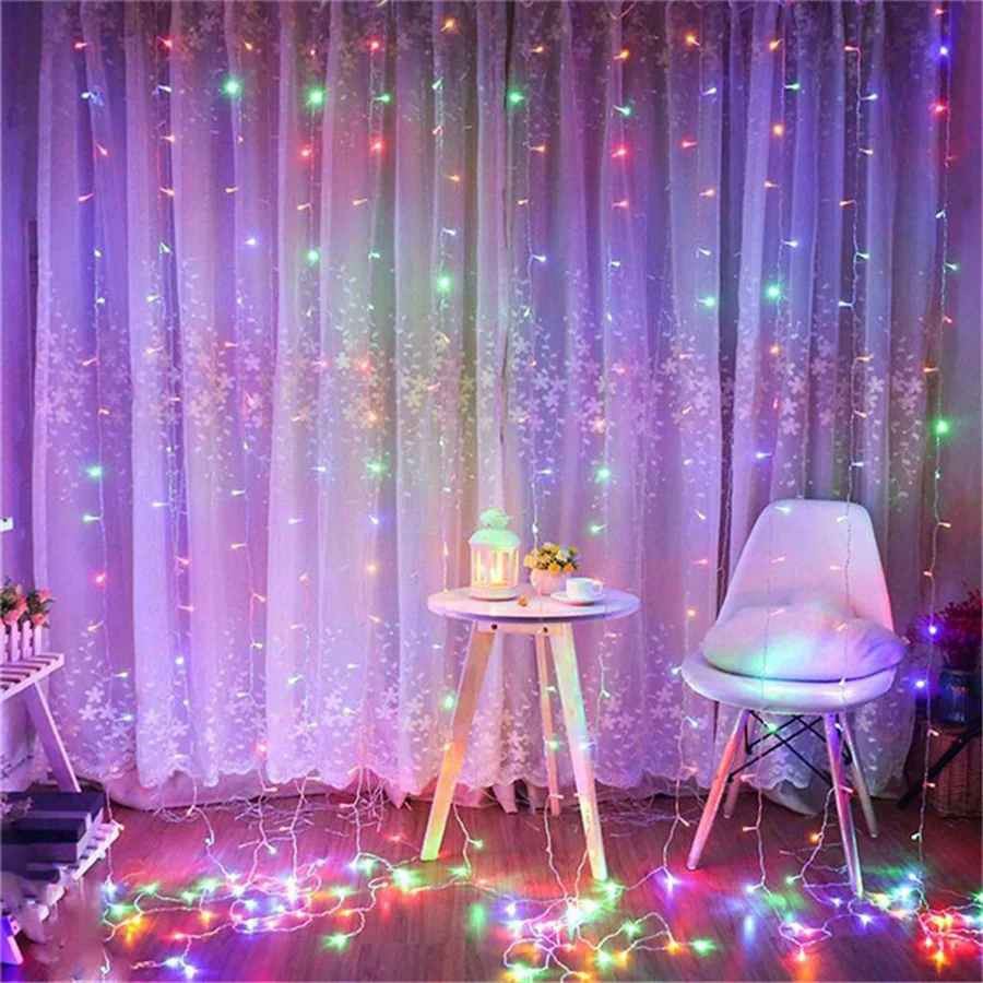 Waterproof 3X2M 3X3M LED Christmas Garland Fairy Lights 8 Modes Curtain String Light for Home Garden Party Wedding Bedroom Decor