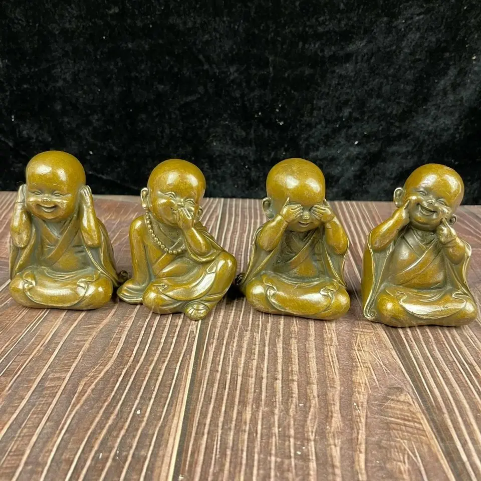 The four-non monk buddha: Don’t hear/see/speak/move Statue Sculpture