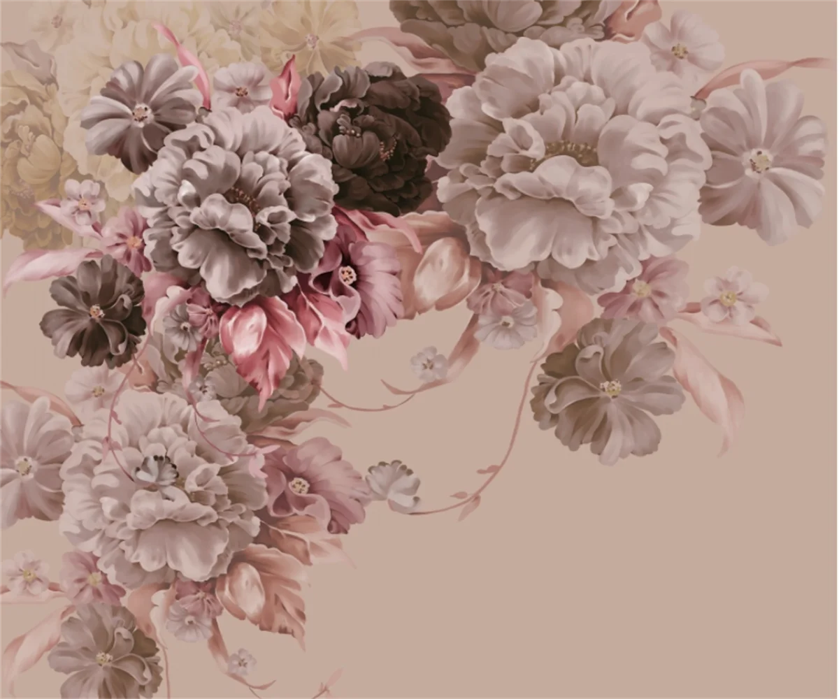 Papel de parede 3d pintado à mão, pintura a óleo personalizada, mural autoadesivo, pintado à mão, flor peônia, jardim, sala de estar, parede de