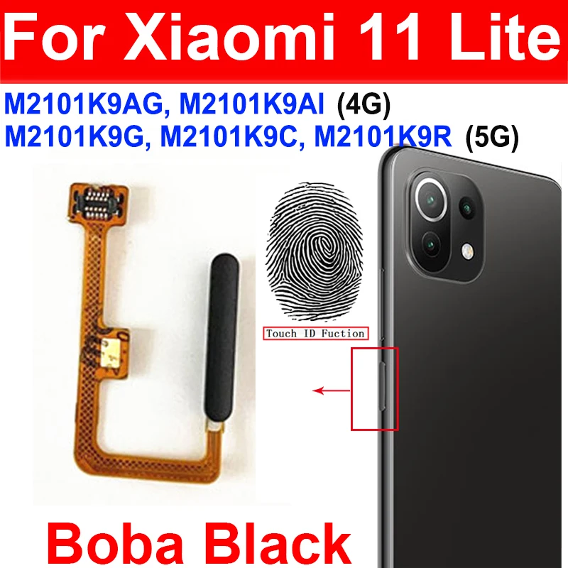 5Pcs/Lot Home Button Fingerprint Touch Id Sensor Flex Cable For Xiaomi Mi 11 Lite Mi11 Lite 4G/5G With Power Button Flex Ribbon