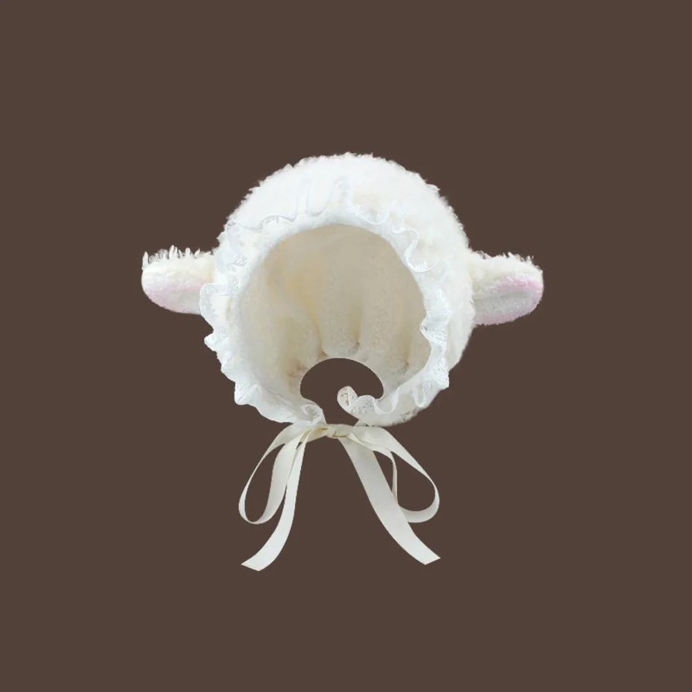 Flauschige Kostümhüte, Weihnachtsgeschenk, warm, weich, schönes Lamm, Cosplay, Eimerhut im Freien, warmer Winter – Detail 6