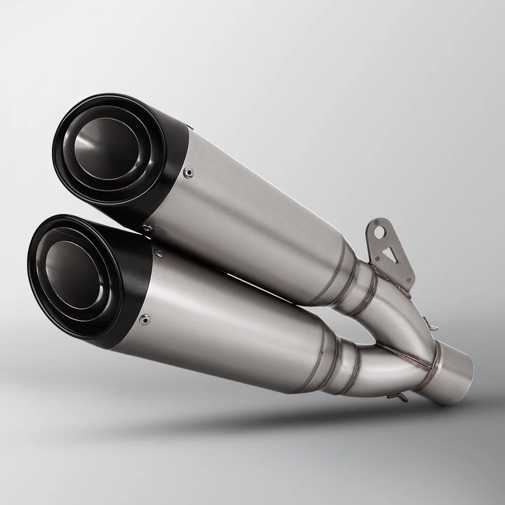 

Universal 51MM motorcycle exhaust pipe silencer double hole exhaust pipe stainless steel high quality muffler exhaust C26