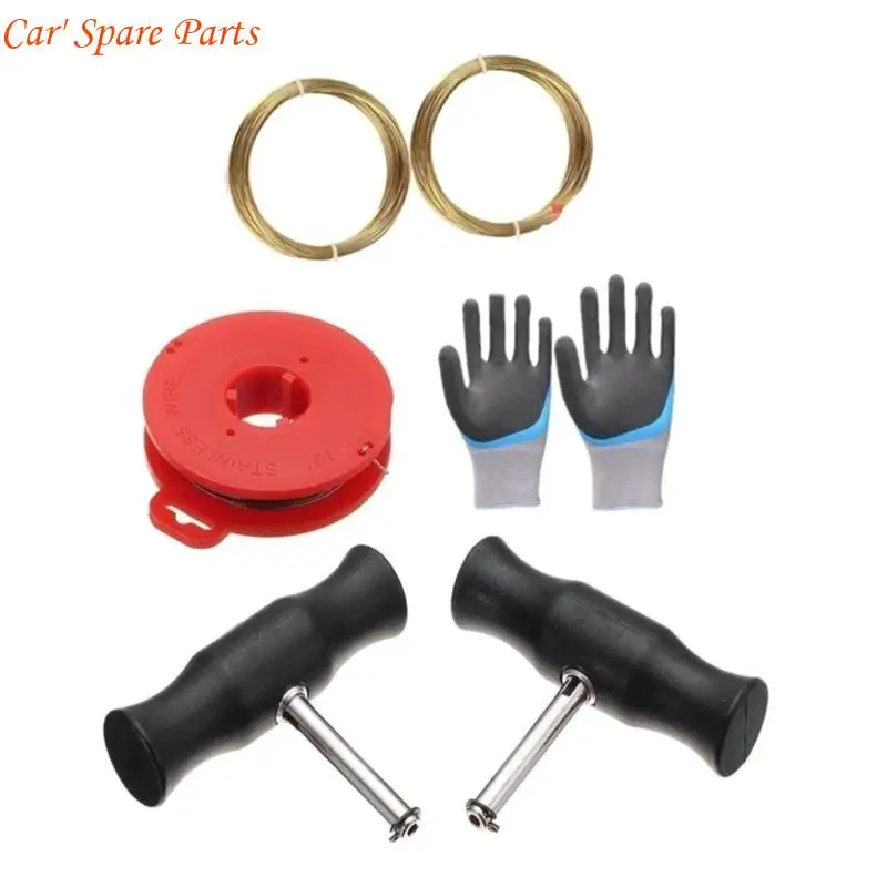 

Y4UA Car Window Glass Cutting Wire Windshield Disassemble Tool Windshield Cut Out Wire Windscreen Remover Tool with Handle