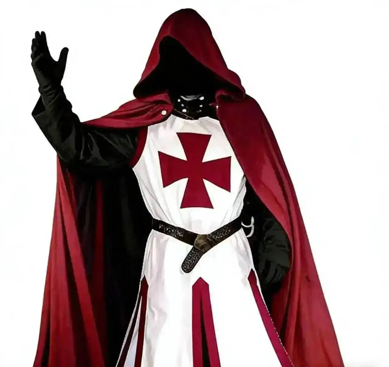 Medieval S-4XL Crusader Mens Knights Templar Tunic Cosplay Costumes Renaissance Halloween Surcoat Warrior Black Plague Cloak Top view 3