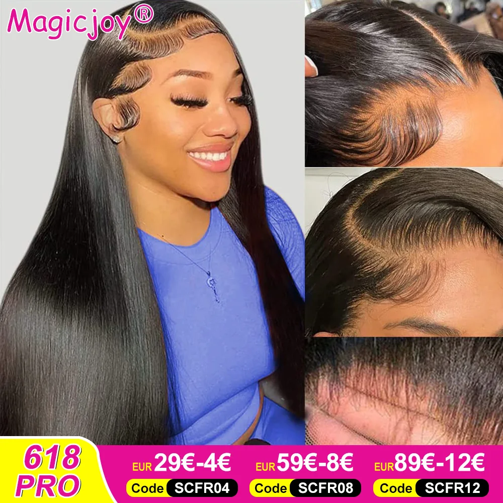 Magicjoy Straight Lace Frontal Wigs Human Hair 180% Density Pre Plucked HD Lace Front Straight Human Hair Wigs for Women 13x4