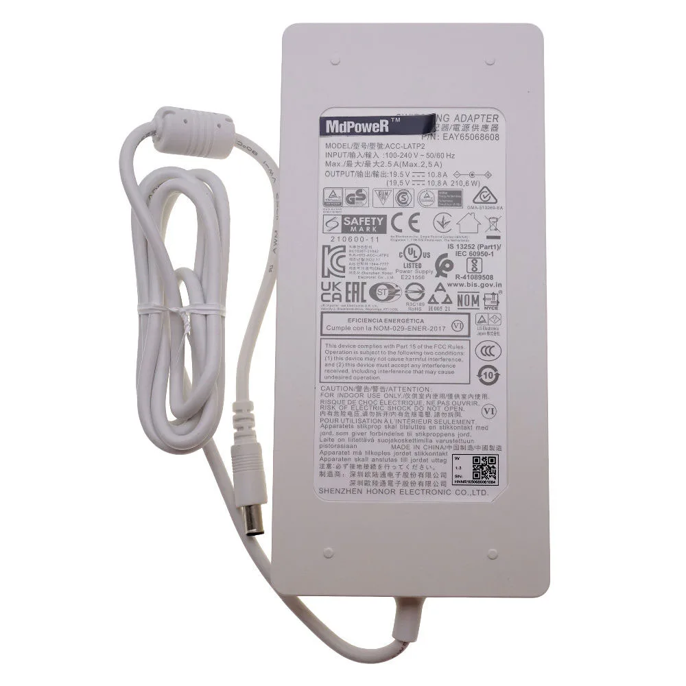 Para LG 34WP88C-B 27UP850-W Monitor LED 4K de 27 pulgadas, fuente de alimentación ACC-LATP1 EAY65068604 EAY65068601 19.5V 10.8A Adaptador de CA OEM
