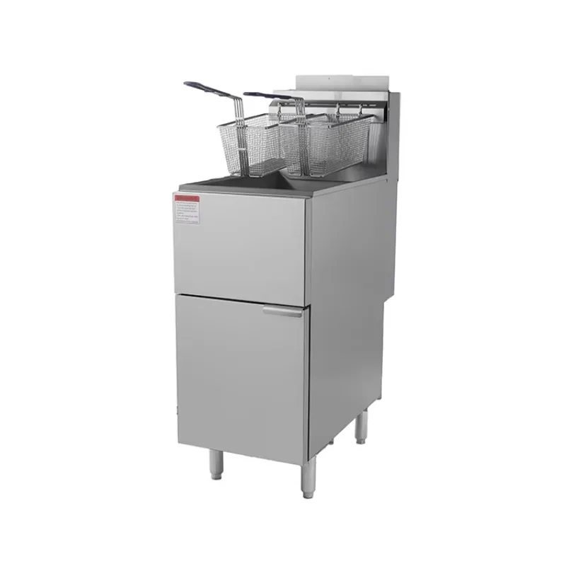 Fast Food Restaurant Kitchen Equipment Machine Commercial Adjustable Potato French Fries Chicken 1 Tank 2 Basket Gas Deep Fryer