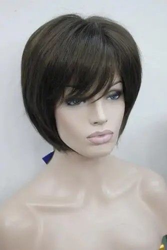 new vogue chestnut brown short straight lady's synthetic wig