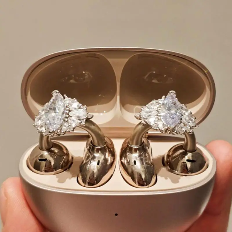 Открытые вкладыши для ушей со стразами, клипсы для наушников, стразы в форме банта, изысканные украшения для наушников с открытыми ушами, ювелирные изделия для школы