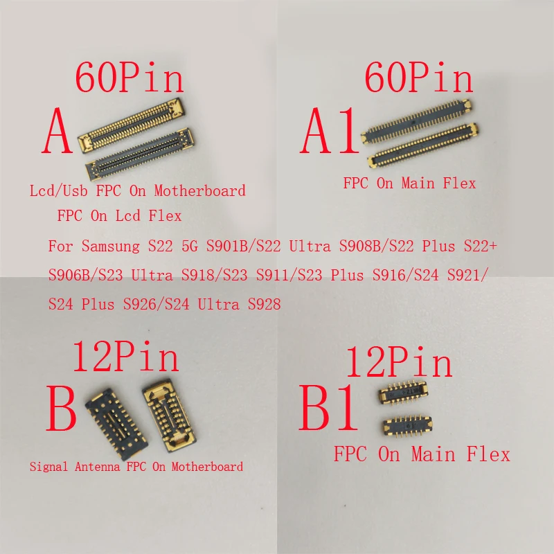 1-20Pcs FPC Connector Plug Usb Charger Signal Antenna Lcd Display For Samsung Galaxy S22 S23 Plus S24 Ultra S901 S918 S921 S908