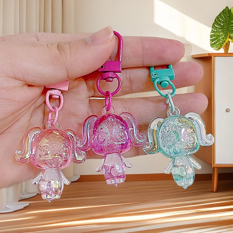 1 Piece Cartoon Bling Dog Animal Keychain Key Ring For Friend Lovers Cute Creative Bag Car Earphone Box Key Accessories