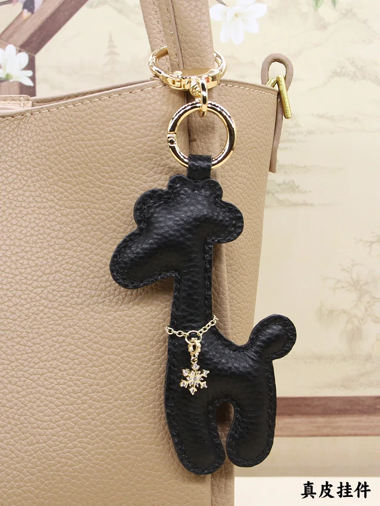 

Genuine leather bag charm handmade little deer fashionable accessory niche bag pendant keychain decoration, creative gift