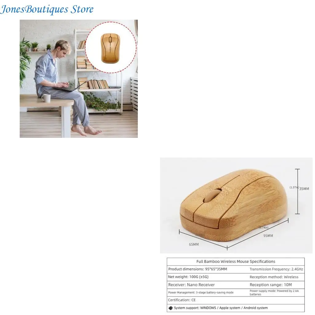 

Mouse Wooden and Wireless Mouse Gaming USB 2.4GHz Game Accessories Ergonomics Laptop Accessories Gift W8KE