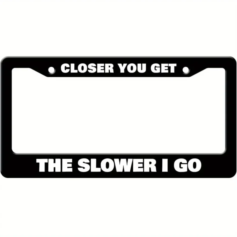 

Stainless Steel License Plate Frame Black with white text，Car Exterior AccessoriesDurable Metal Plate Rack，License Plate Frame