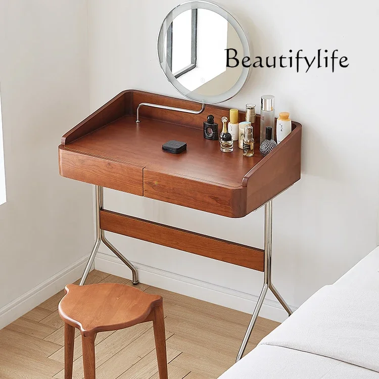 

Nordic Solid Wood Antique Style Dresser Household Minimalist Makeup Table
