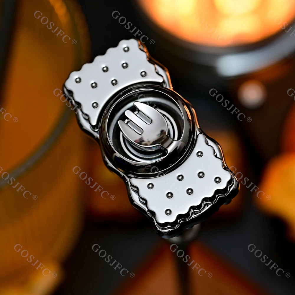 YOUBING EDC Biscuit Spinner Fidget-Spielzeug für Erwachsene Zweiflügeliger Fidget-Spinner zur Angstlinderung Edelstahl-Spinner