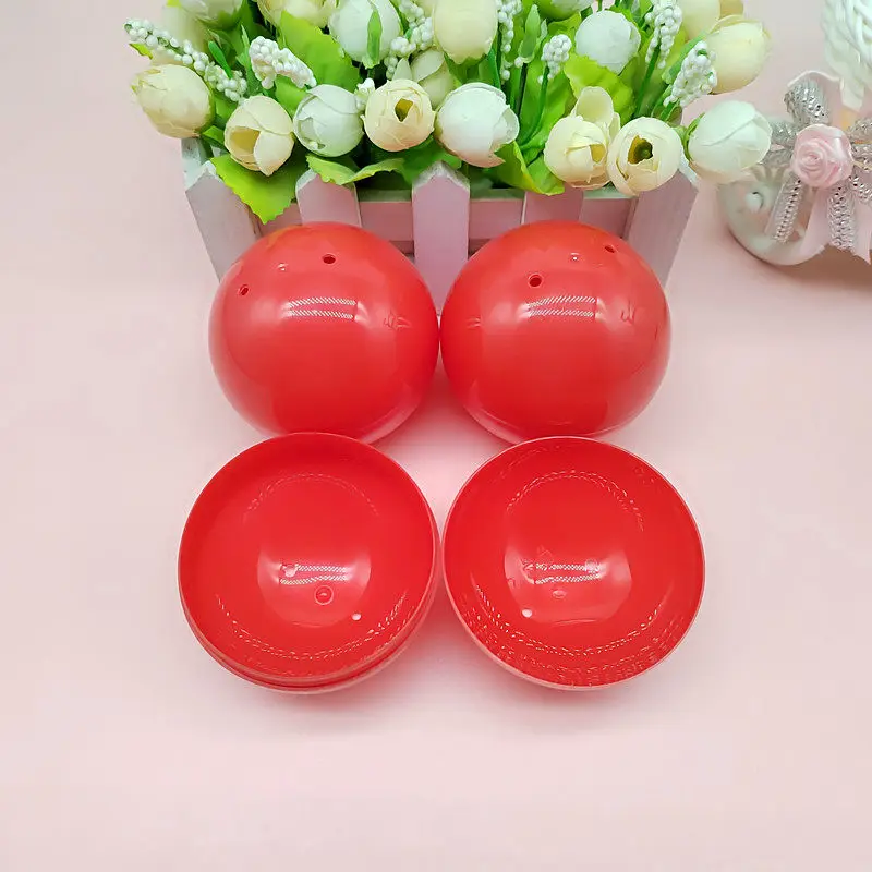 100mm Red Plastic Empty Shells PP  Hollow Lottery Opening Ball 10cm Decorative Ball Gift Candy Box Party Games Balls Wholesale