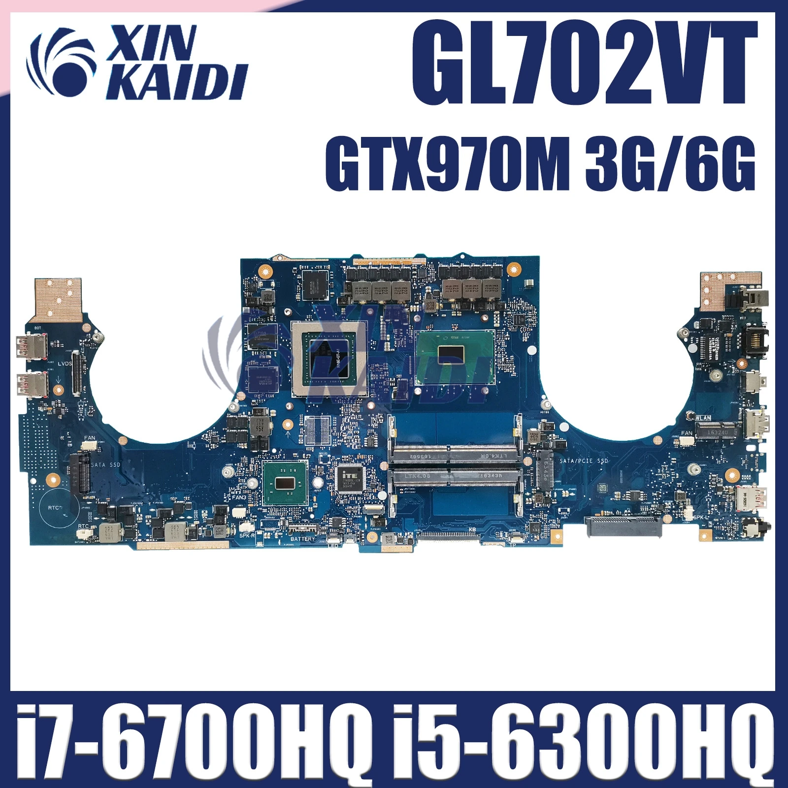 

GL702VT MAINboard For ASUS ROG Strix S7VT S7V GL702 GL702V Laptop Motherboard i7-6700HQ i5-6300HQ GTX970M 3G/6G 100% Test