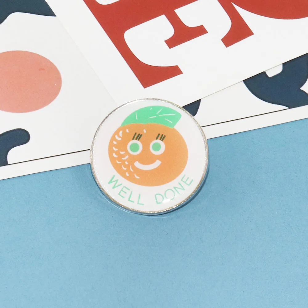 خمر 70s 1977 ويل دون برتقالي نادر التعليم الإبداعي التدريس اكسسوارات موضة التلبيب على ظهره دبوس مجوهرات