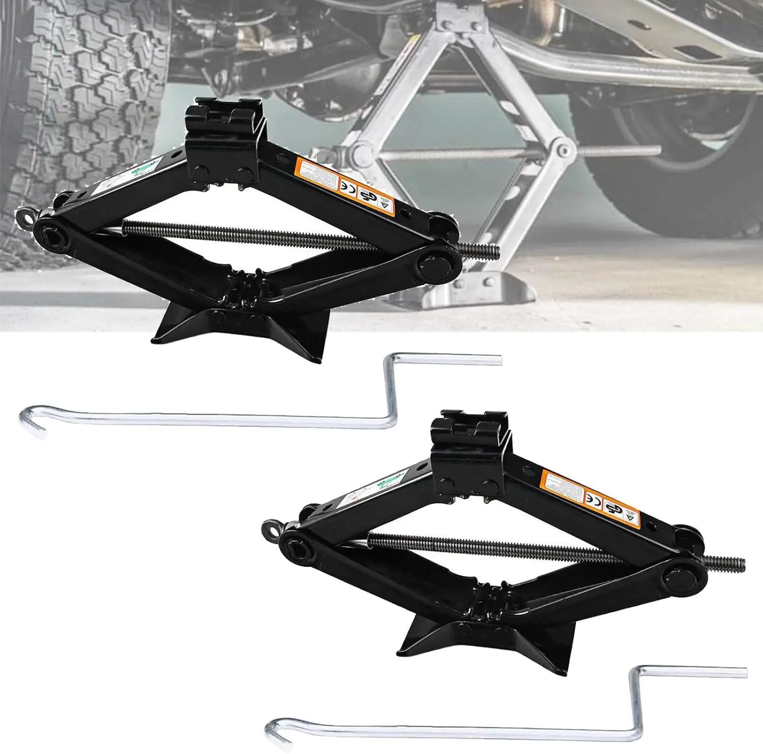 

2 Pack Car Scissor Jack Lift Leveling with Crank Handle Roadside Emergency Tool Kit for Toyota Camry Corolla Prius Vios, Portabl