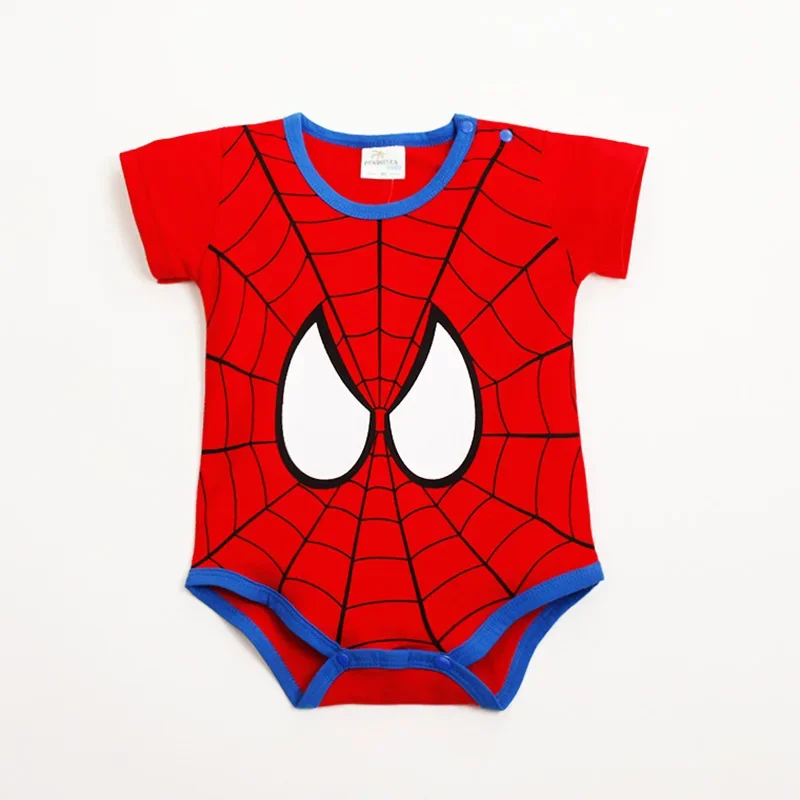 Summer Baby Boys Rompers Cartoon Spiderman Donald Captain America Newborn Girls Short Sleeve Cotton Infant Jumpsuit Kids Clothes