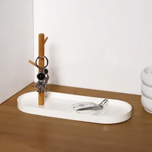 2024 New Nordic Bamboo Branch Branch Storage Tray Room Being Desktop Key Hanger Jewelry 6 Main Sales Bamboo Tray - №4