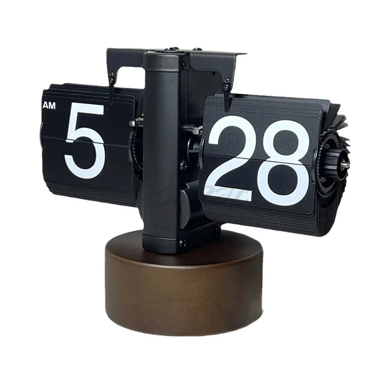 European Style Automatic Page Turning Clock Retro and Simple Home Mechanical Page Turning Desk Clock Machine Decoration
