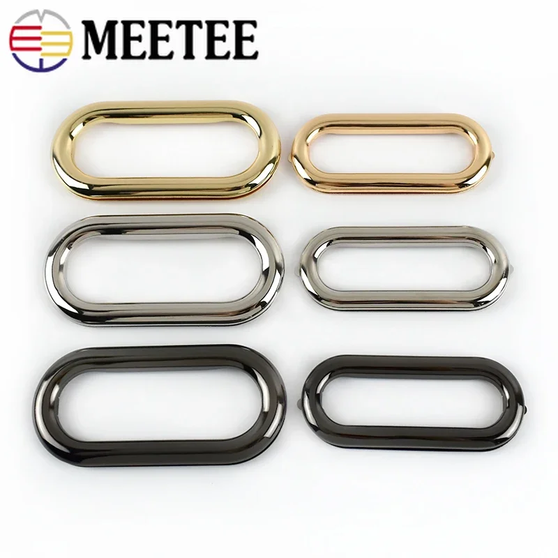 Meetee 2/4Pcs ID75mm/ID88mm Oval Rings Metal Handle Hook Bag Handles Bags Eyelet Frame Kiss Clasp Clutch Buckle DIY Accessories