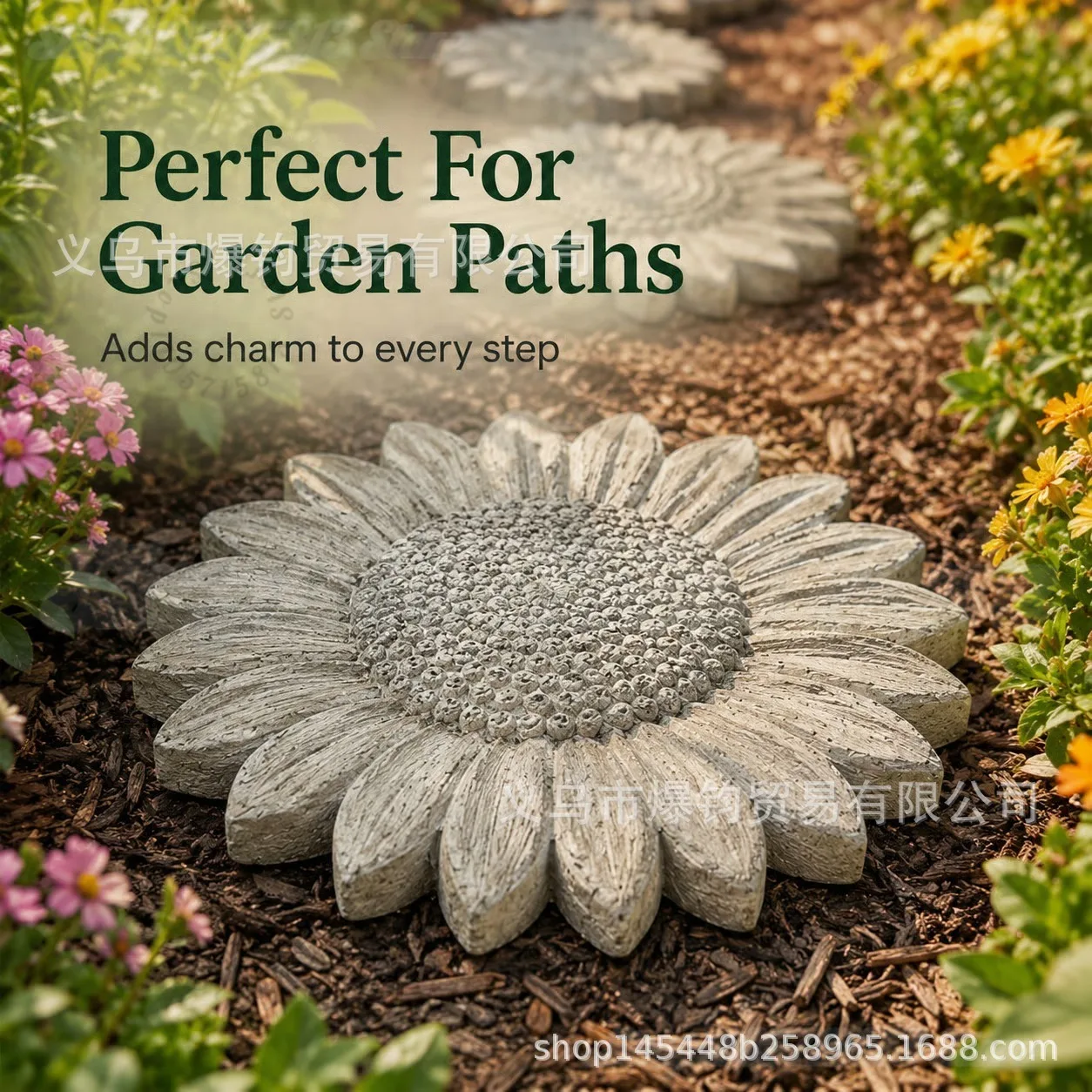 Imagen 6: Molde Reutilizable para Adoquines con Forma de Girasol, Moldes Redondos de 15.7'' para Adoquines, Decoración DIY para Jardín y Caminos, Molde para Pavimento con Forma de Girasol