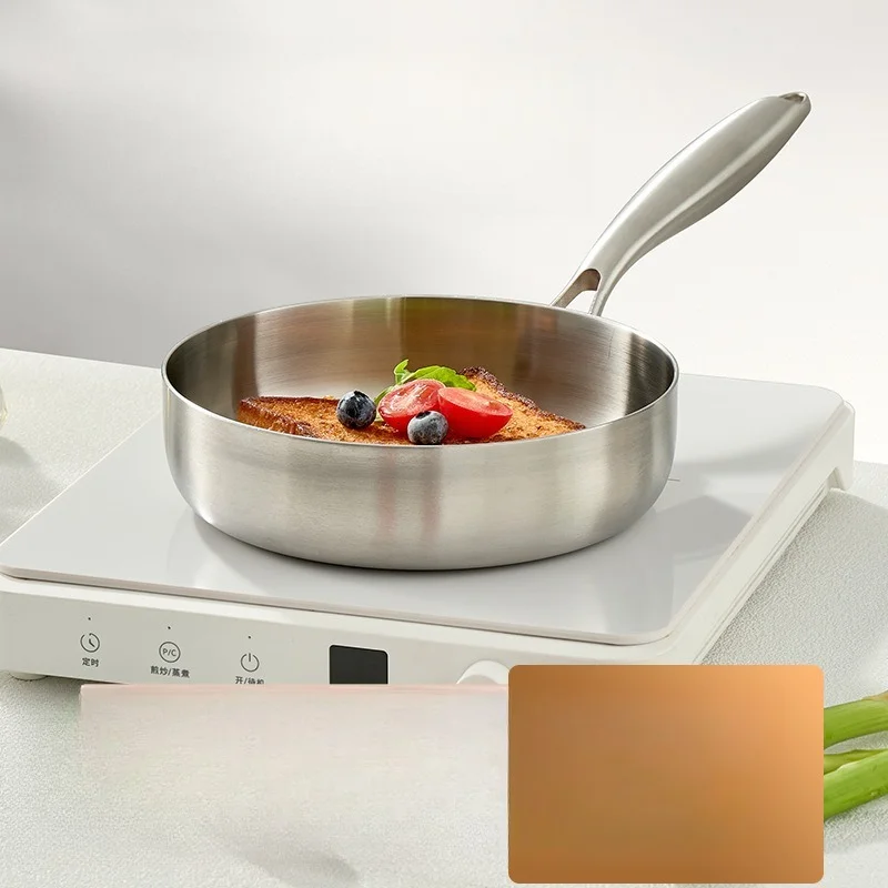 

316 stainless steel frying pan, uncoated and non stick, steak and fried egg pan, household flat bottomed frying pan, light plate