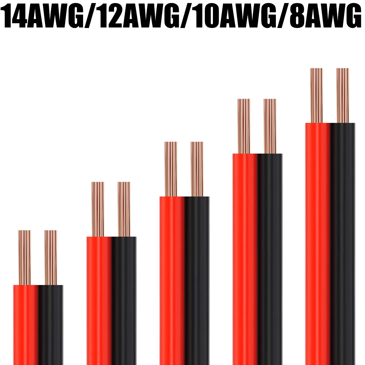 

2-контактные электрические провода, красный, черный, 14, 12, 10, 8 AWG, гибкий медный кабель из ПВХ для солнечной панели, инверторная батарея, автомобильная батарея