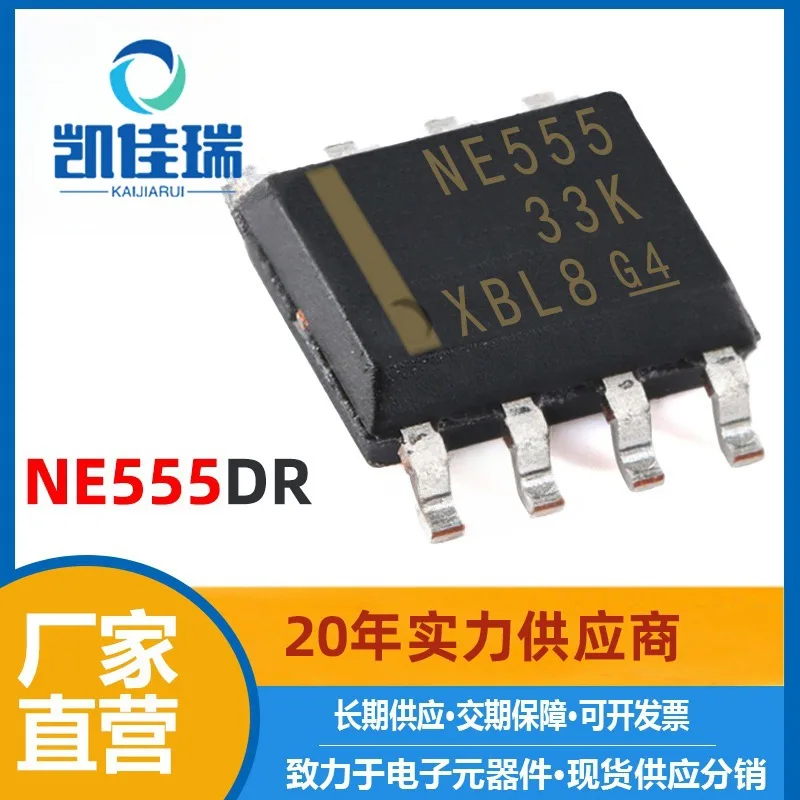 NE555DR alta precisão temporizador IC, BaseElectronic Chip, NE555, NE555