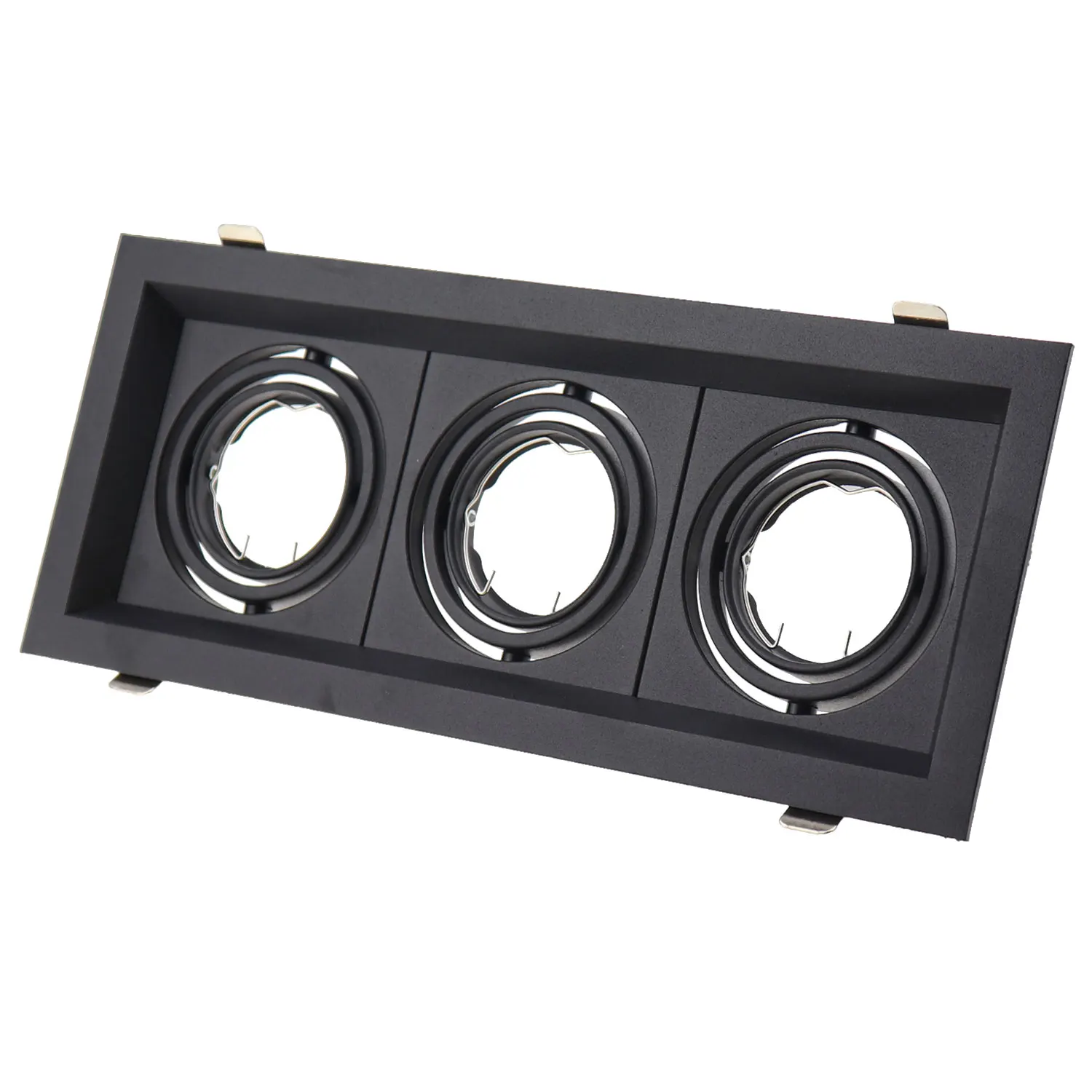 Preto Recesso Teto LED Fixture Frame, Painel Down Light Cut Buraco, Alumínio Ferro Praça Fixture Frame, GU10, 105mm