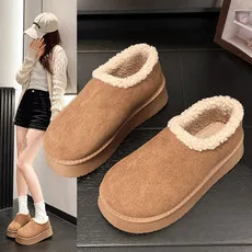 أحذية نسائية عصرية جديدة بنعال سميكة وقطيفة على قدم واحدة، أحذية ثلج بسيطة ومتعددة الاستخدامات ومريحة ودافئة #1