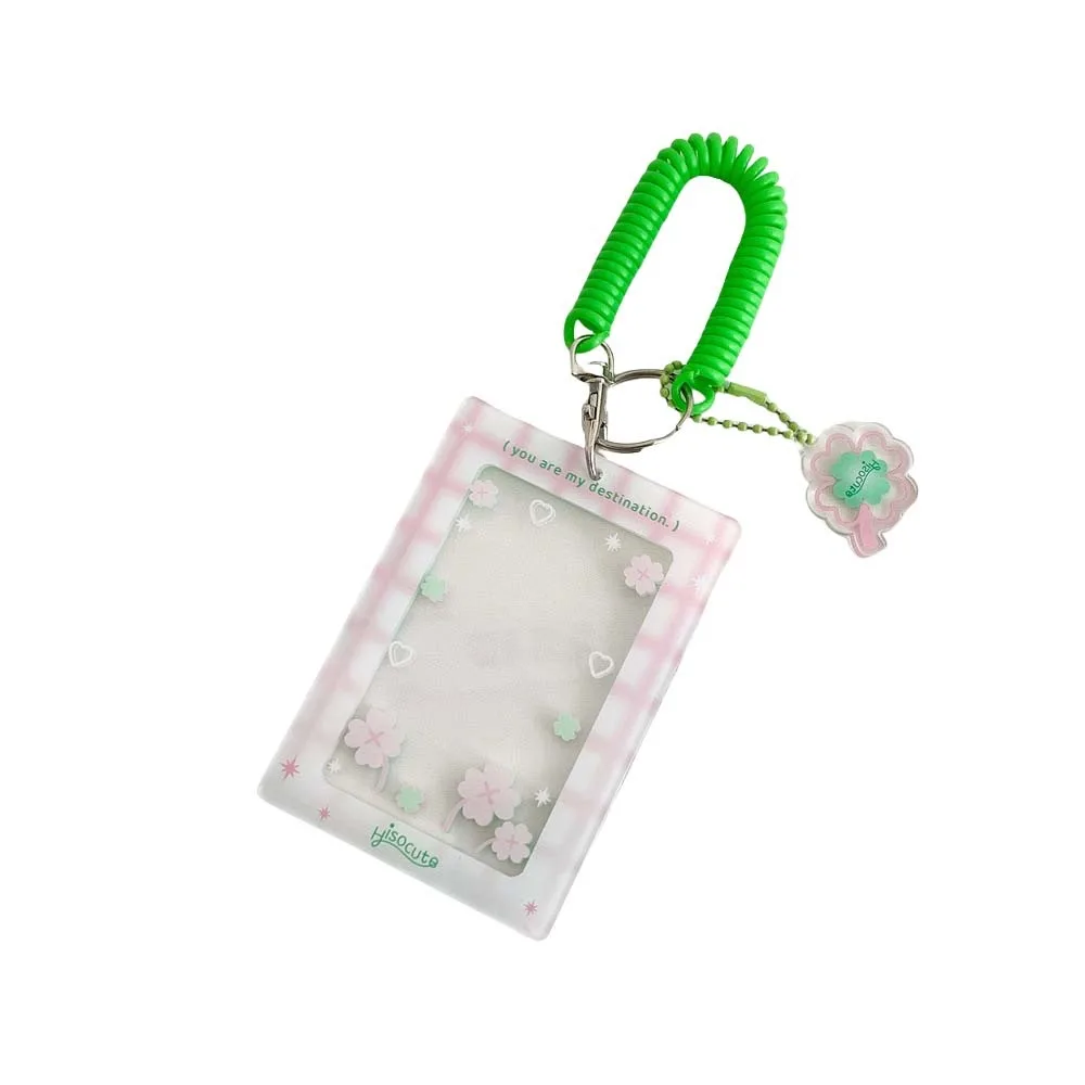 С брелком в корейском стиле, держатель для карт, чехол для карт, банджи-шнур, чехол для студенческой карты, подвеска, акриловые держатели для удостоверений личности, хранение фотографий