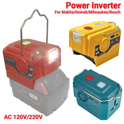200W Power Inverter For Makita/Dewalt/Milwaukee/Bosch 18V to AC 120/220V Battery Inverter with USB And Type-C ,LED Light