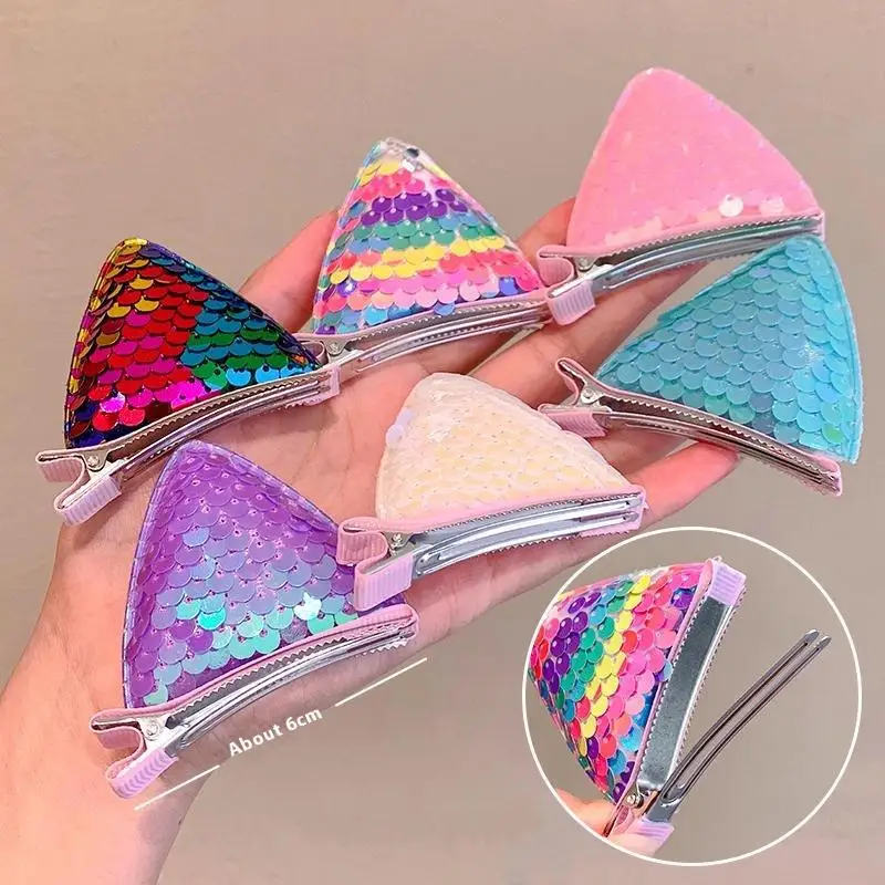 2 шт. новые заколки для волос с кошачьими ушками и блестками, заколки для волос для девочек, милые аксессуары для волос, детские милые заколки, детские модные головные уборы, украшения