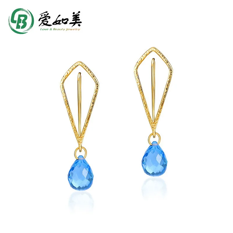 

Versatile DIY Three in One Earrings 18K Gold PT950 Platinum Silver Plated 7-Layer Gold Blue Crystal Earrings