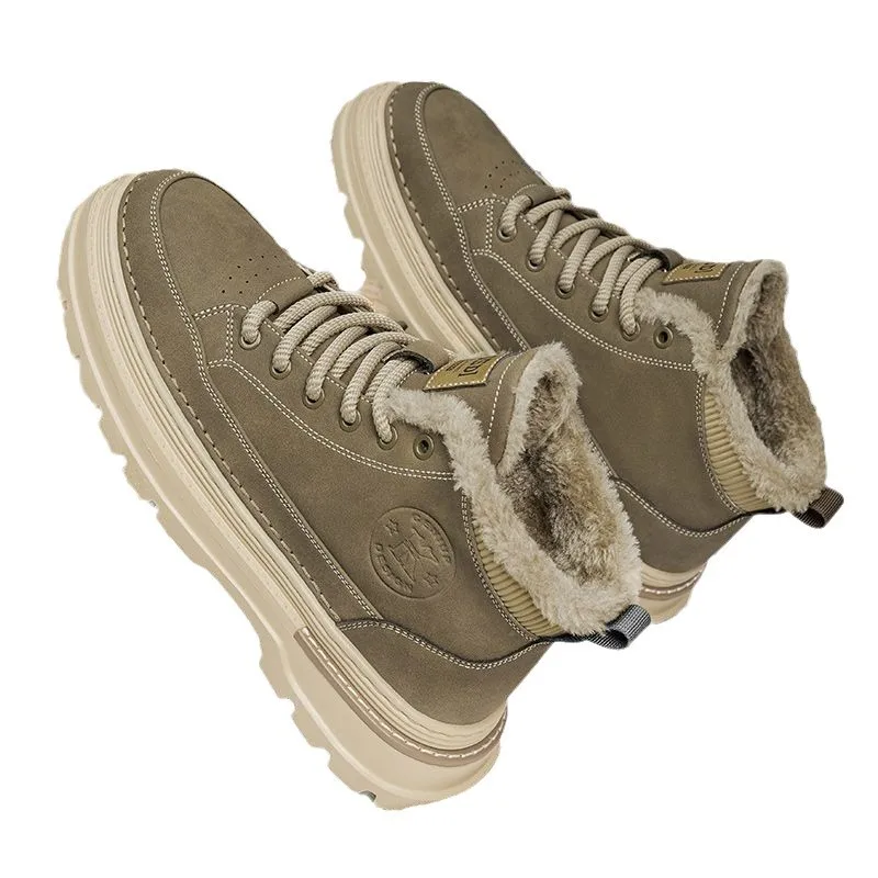 Męskie zimowe pluszowe ciepłe buty śniegowe dla mężczyzn Wysokie grube dno antypoślizgowe codzienne trampki Chunky Outdoor Sports Cotton Shoes — zdjęcie 6