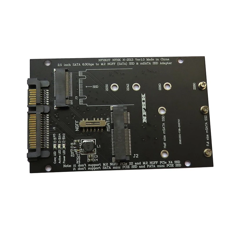 Adattatore mSATA a SATA adattatore SSD da M2 a SATA SATA M.2 NGFF mSATA SSD a SATA3.0 2.5 adattatore M.2 mSATA SSD Riser Board per Laptop