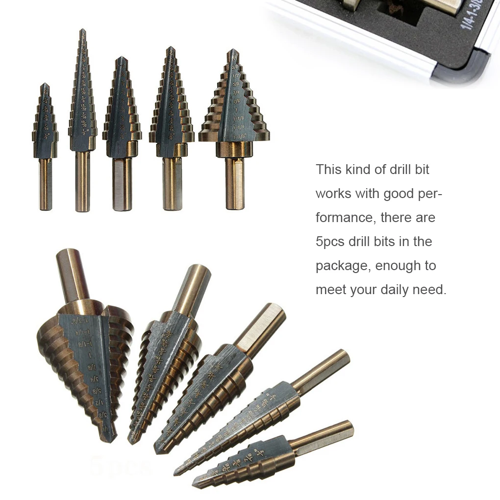 5pcs HSS Step Drill Bit Cobalt Multiple Hole 50 Size Step Drill Bit Set Tool Drilling For Metal Woodworking Power Tool ACCESSORI