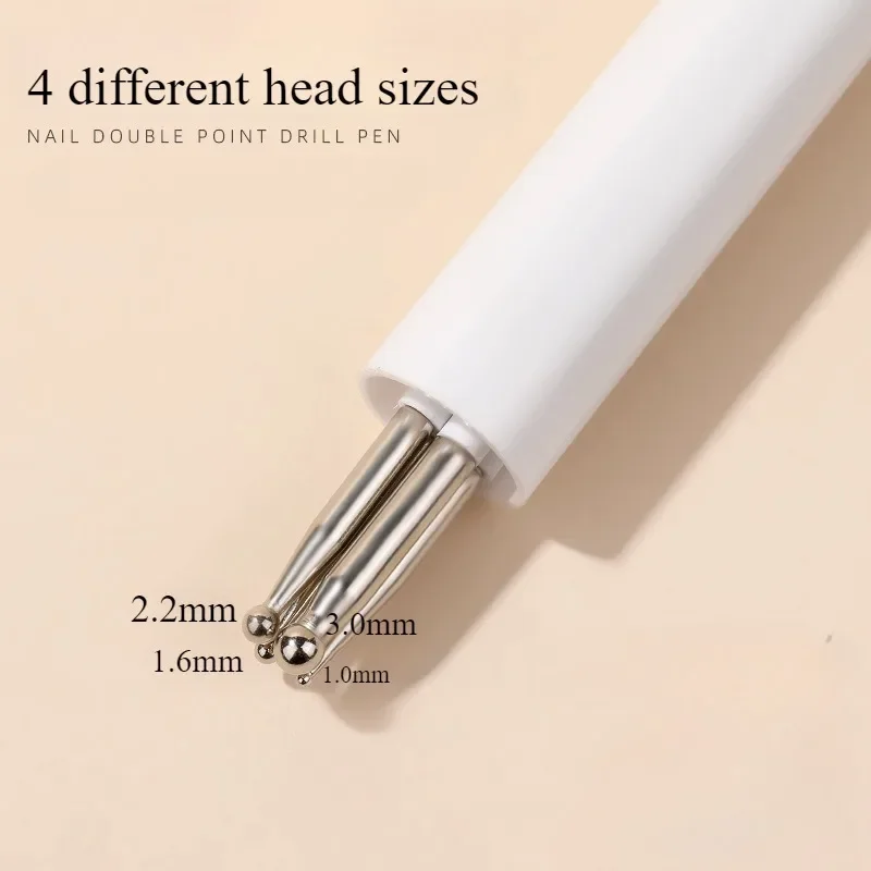 4-in-1 Nail Point Diamond Pen Embellishment Rotating Nail Point Diamond Pen New Wave Point Brush Stainless Steel Nail Tool