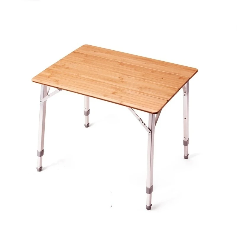 Adjustable Height Camping Table Outdoor Folding Table Bamboo-Top Nanmu Bamboo Folding Table