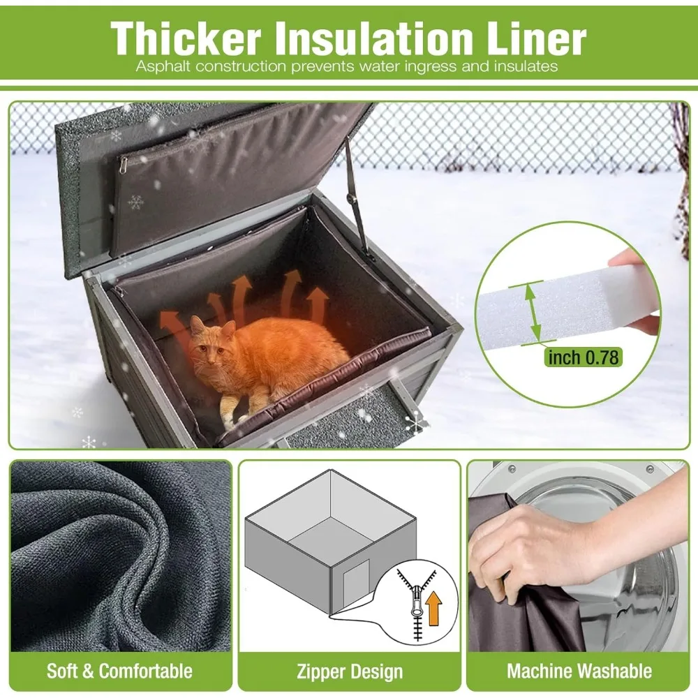Refugio para gatos con aislamiento resistente a la intemperie para exteriores con forro térmico integral para máxima comodidad y protección