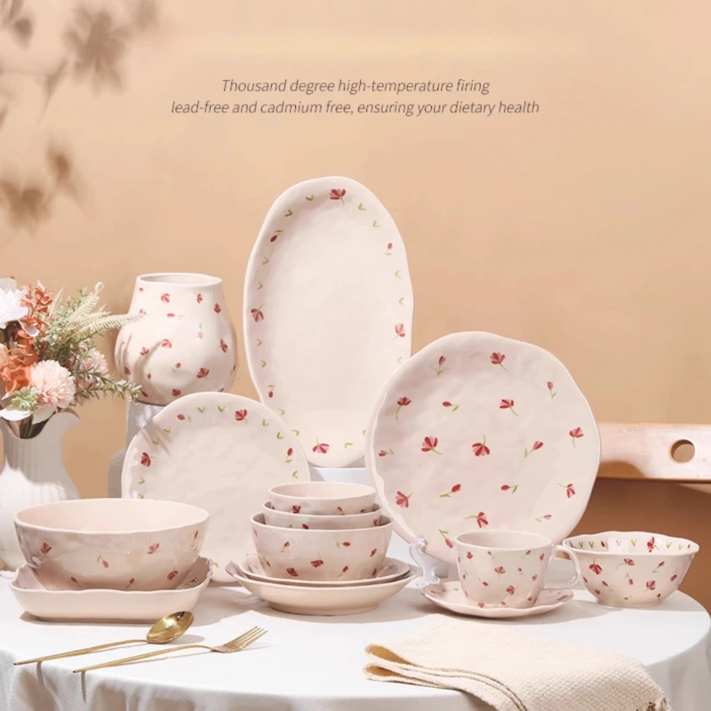 

High-quality Ceramic Bowl Plate Set Especially Beautiful For Home Use Moving Into A New Home Tableware Bowl Plate Combination.