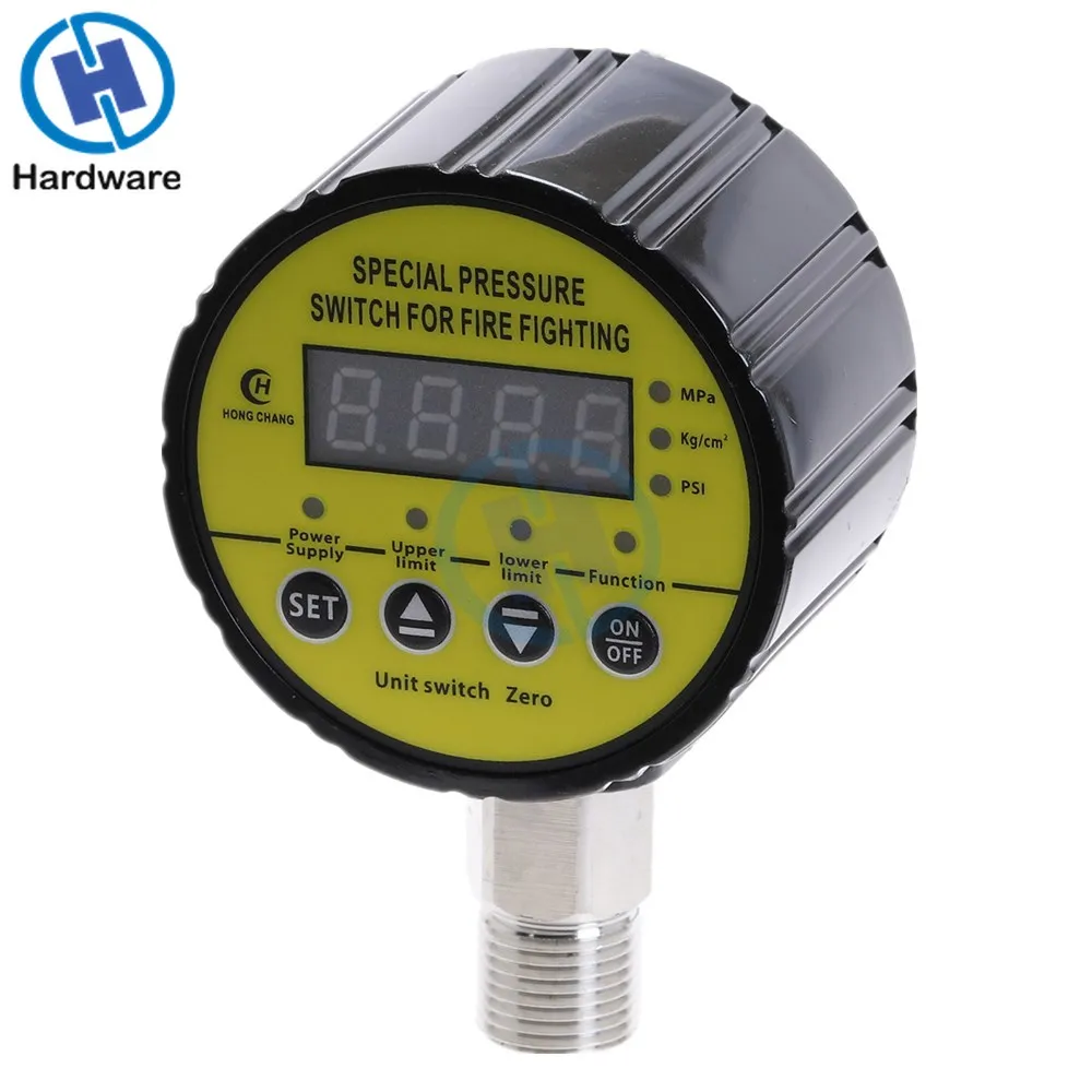 Digital Pressure Gauge Air Compressor Pressure Switch Mpa PSI DC12V DC24V AC220V 1/4'' Thread