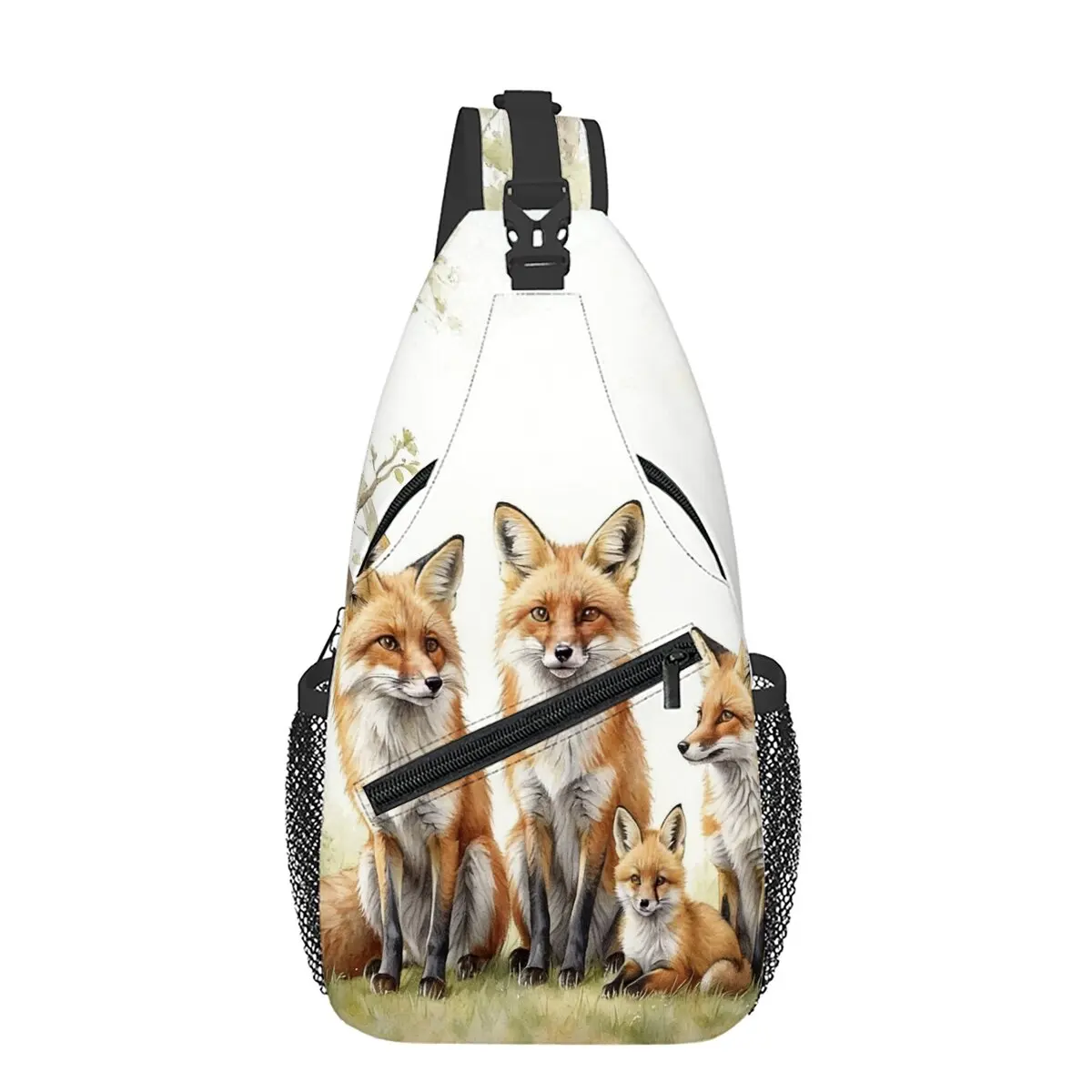 

Маленькая нагрудная сумка с милым принтом лисы, лучший подарок для мужчин и женщин, 2D-мультяшный дизайн, большая вместимость, для активного отдыха, спорта и моды