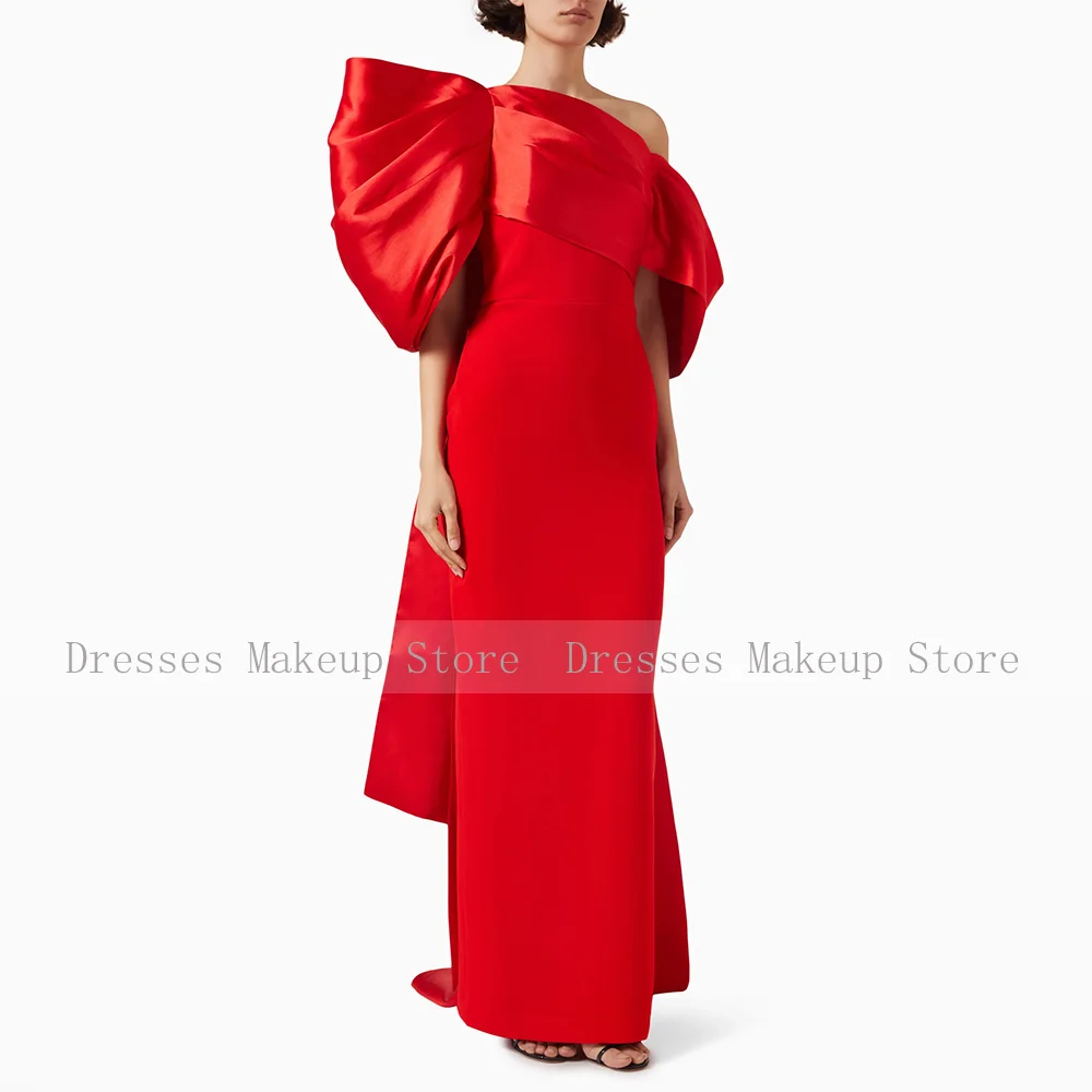 2025, Damen-Abendkleider, roter Satin, eine Schulter, Säule, formelle Partykleider, langer Rücken, geteilt, elegantes Hochzeitsgastkleid – Detail 4